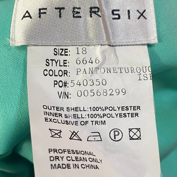 After Six Gown One Shoulder Draped Maxi Dress Sweetheart Gathered Turquoise 8 - Picture 10 of 10